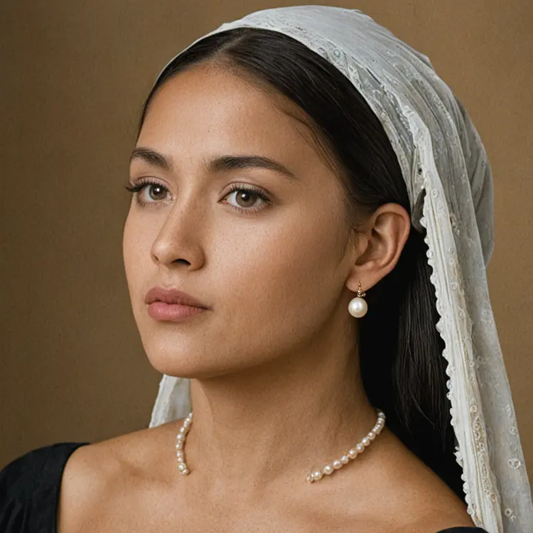 a latina woman with a pearl earring