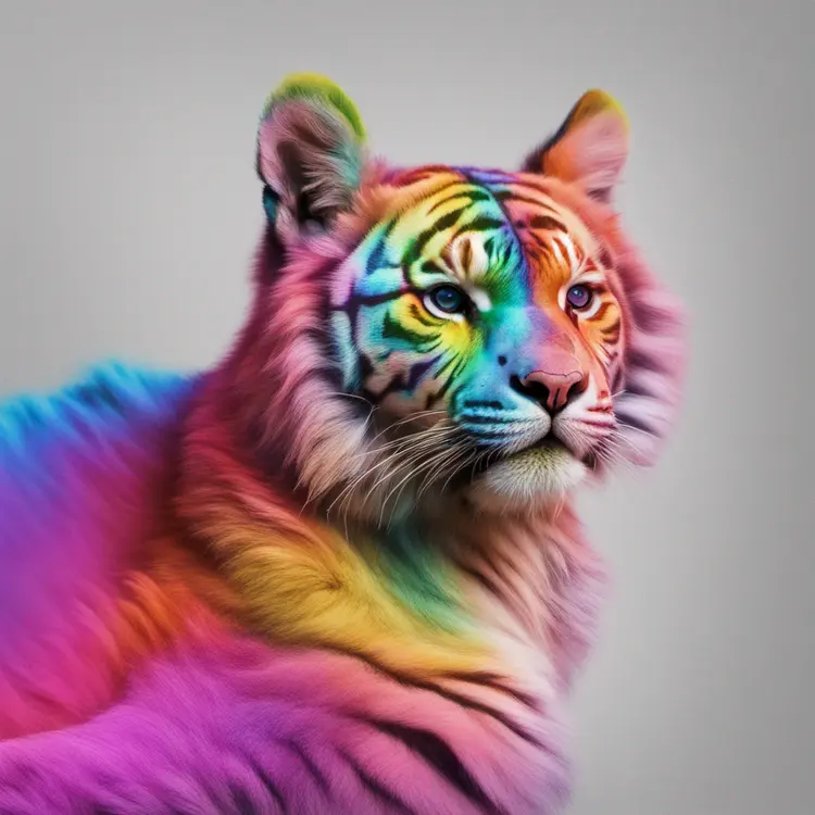A rainbow coloured tiger
