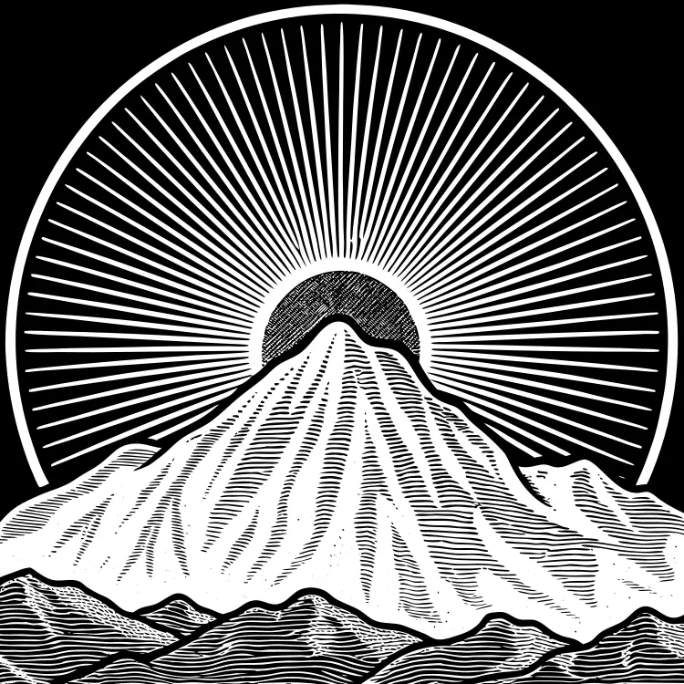 شعار جبل بسيط مع شروق الشمس