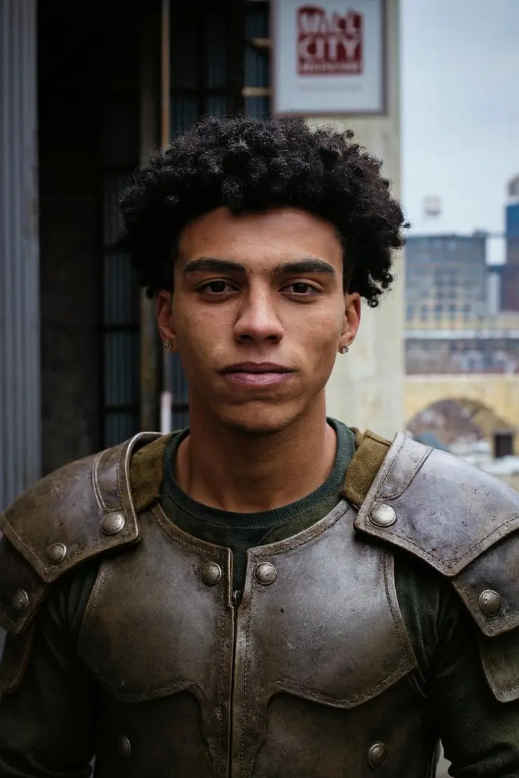 Change the jacket and t-shirt to be viking warrior clothing