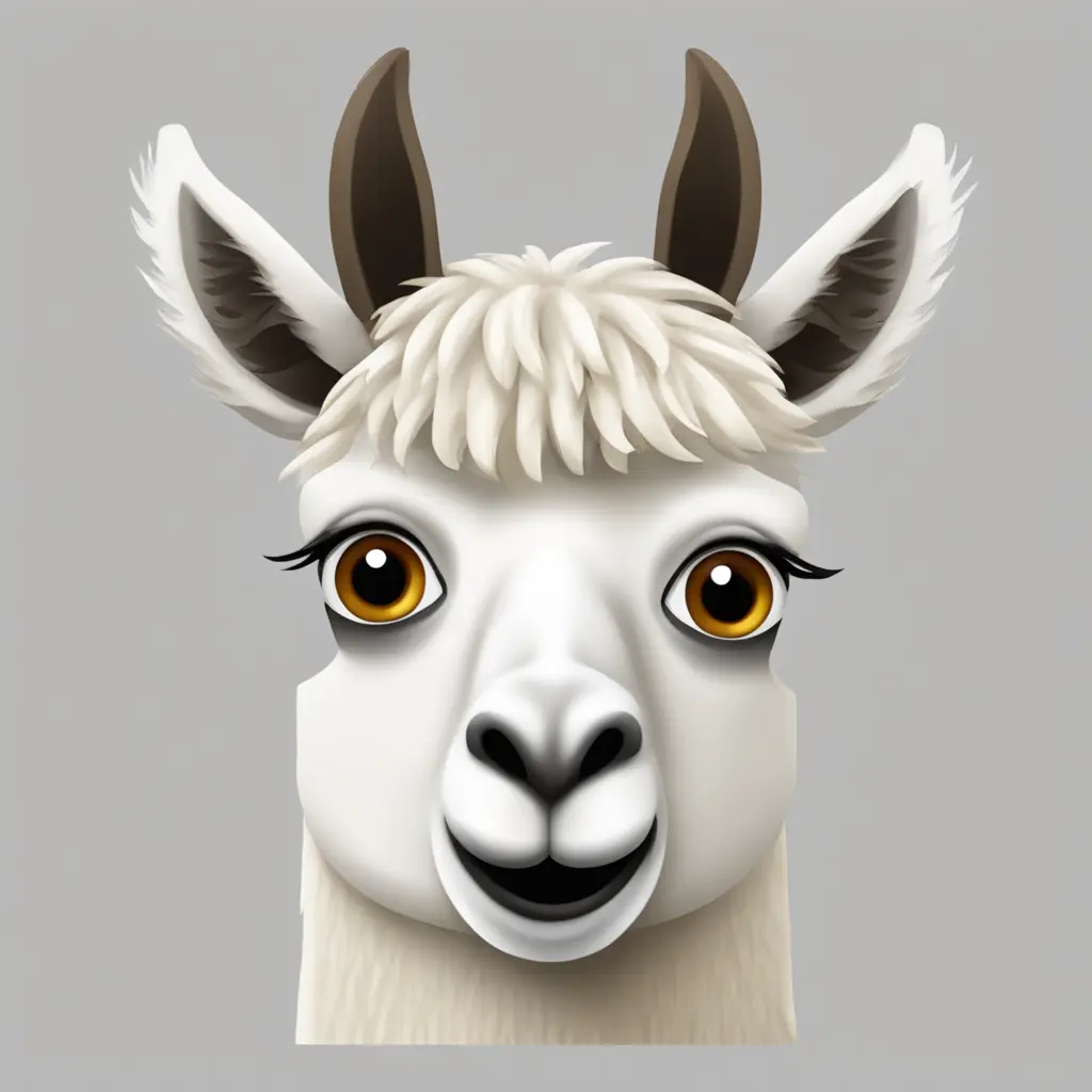 A TOK emoji of a llama face, white background