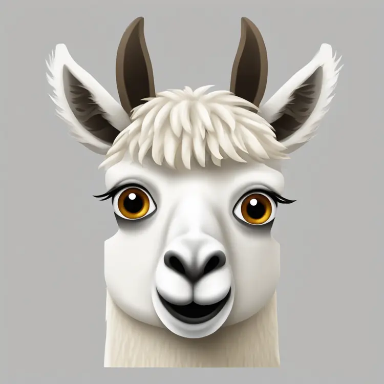 A TOK emoji of a llama face, white background
