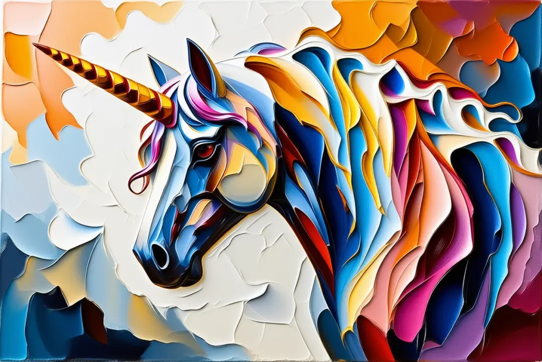 An impasto unicorn