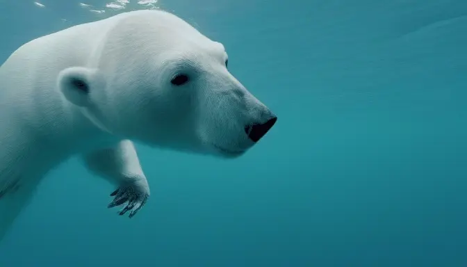go-pro video of a polar bear diving in the ocean, 8k, HD, dslr, nature footage