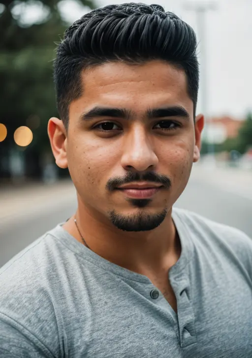RAW photo, a portrait photo of a latino man in casual clothes, natural skin, 8k uhd, high quality, film grain, Fujifilm XT3