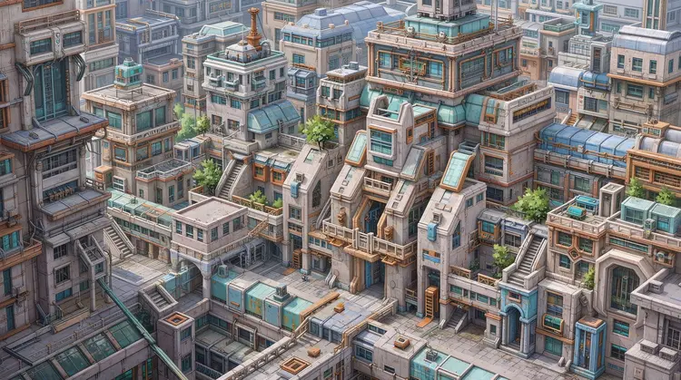 A cyberpunk-inspired digital painting featuring intricate and highly detailed city architecture.