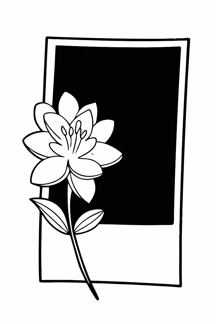 زهرة مرسومة يدويًا بأسلوب فن الخطوط